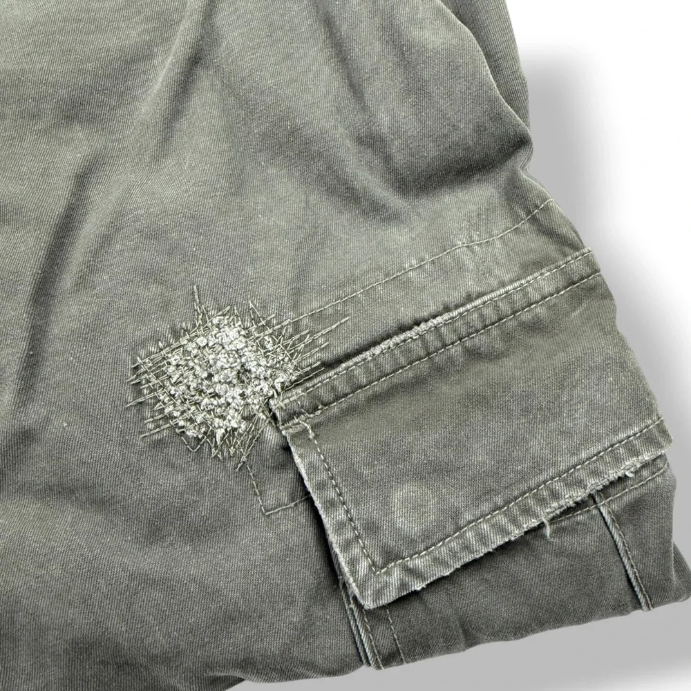 American‎ Eagle Mens Cargo Pants 36x33 Olive Green Distressed Military Cotton